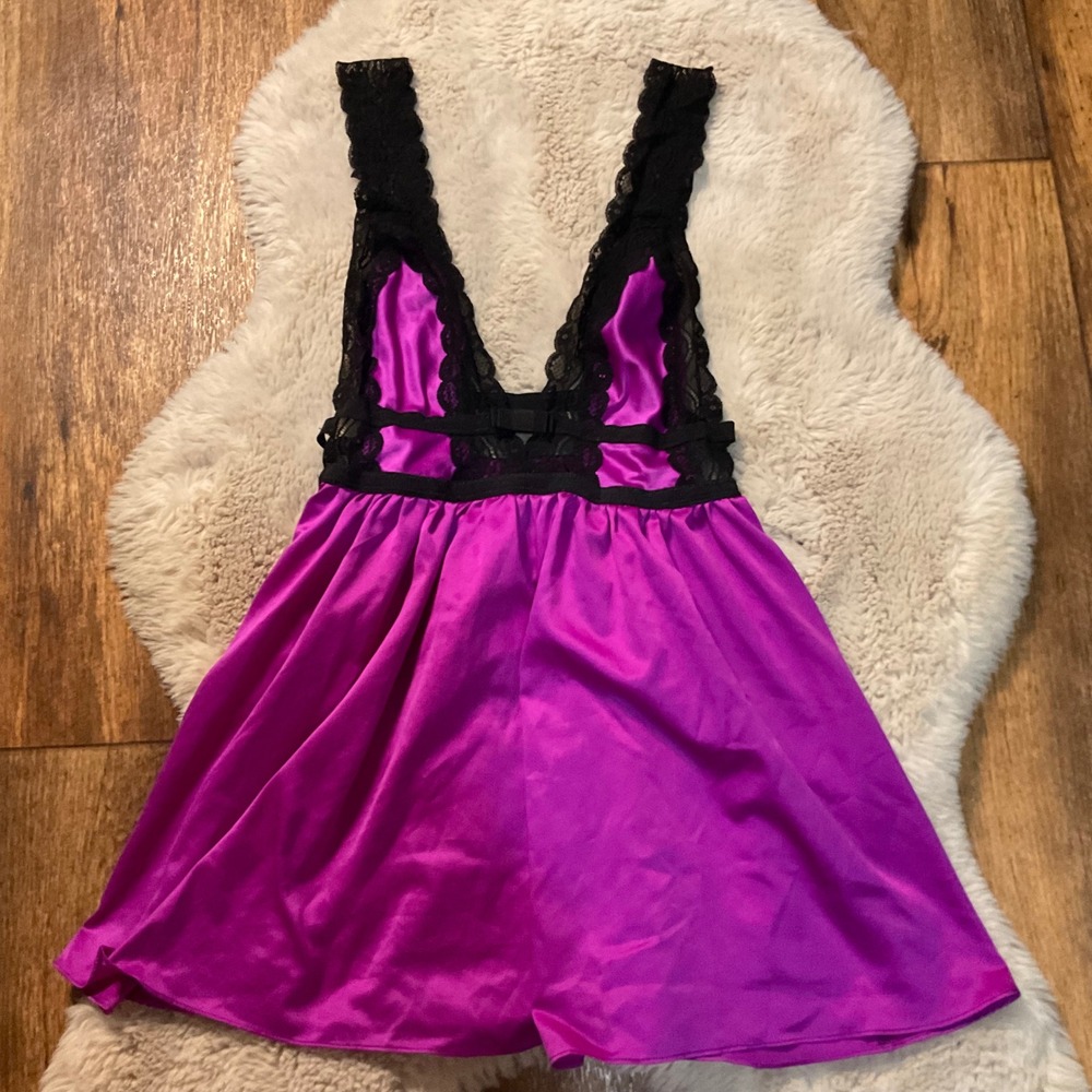 Fredericks Of Hollywood Size Medium Satin Lace Vtg Teddy Nighty‎ Slip Babydoll